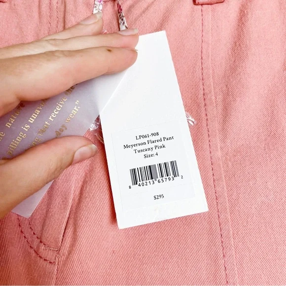 LoveShackFancy Meyerson Flared Pants Tuscany Pink Size 4 NWT - Picture 5 of 10